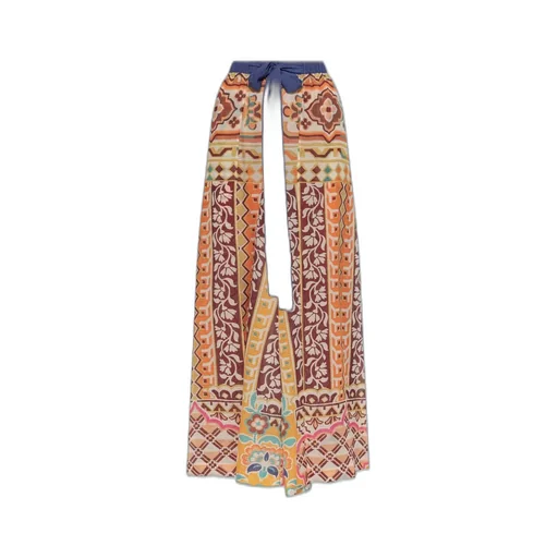 Tie-Waisted Side-Slit Trousers