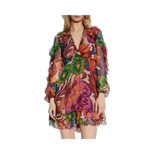 Floral-Printed V-Neck Mini Dress