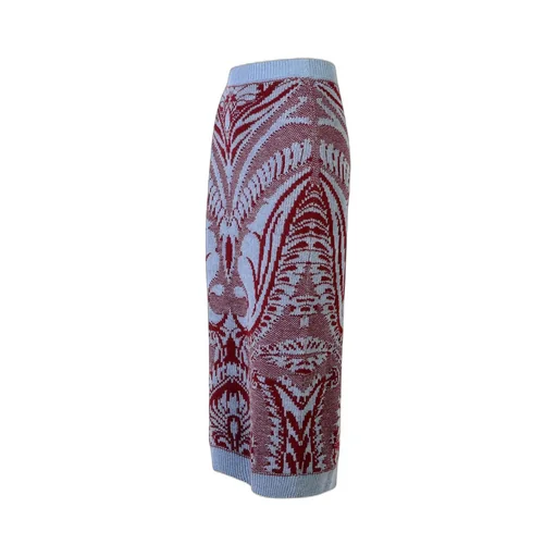 Pattern Intarsia-Knit Midi Skirt