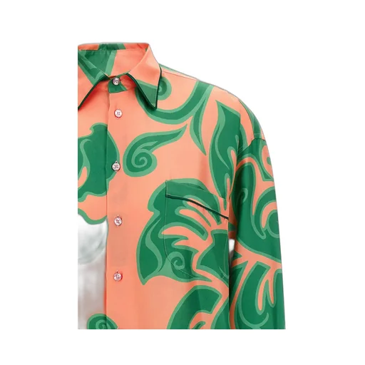 Long Sleeved Abstract-Printed Shirt