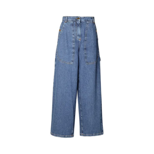 Pegaso-Embroidered High-Waist Wide-Leg Jeans