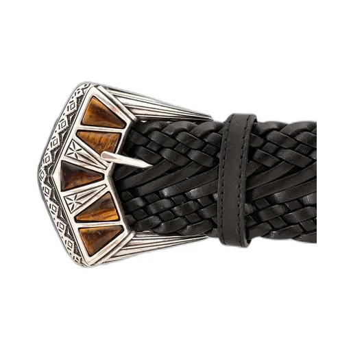 Engraved Buckle Braided Belt