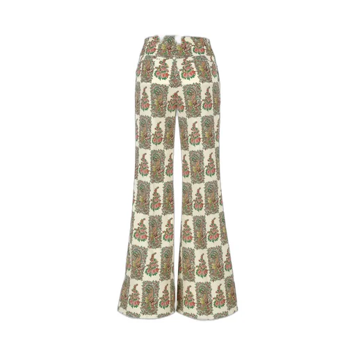 Paisley Printed Flared Hem Trousers