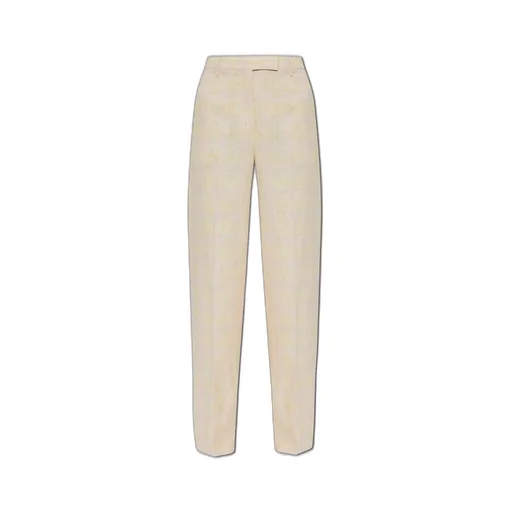 Slub-Texture Creased Trousers