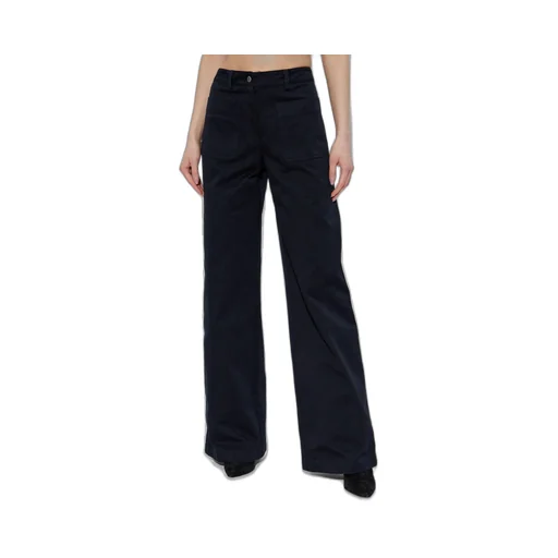 Plain-Coloured Wide Leg Trousers
