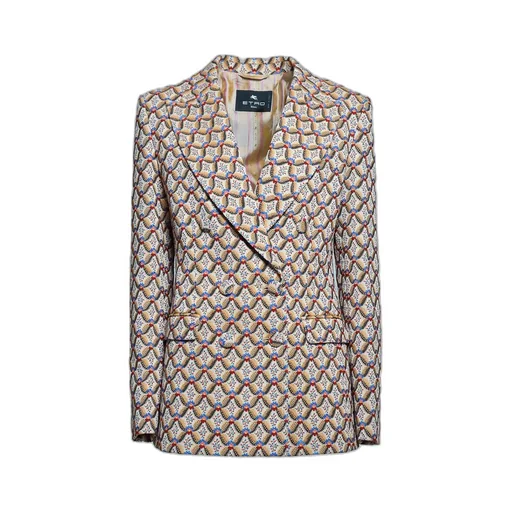 Pattern Jacquard Double-Breasted Jacket