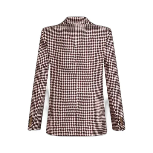 Houndstooth Patterned Straight Hem Jacket