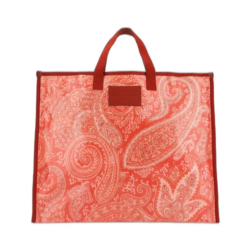 Paisley Printed Logo Patch Tote Bag