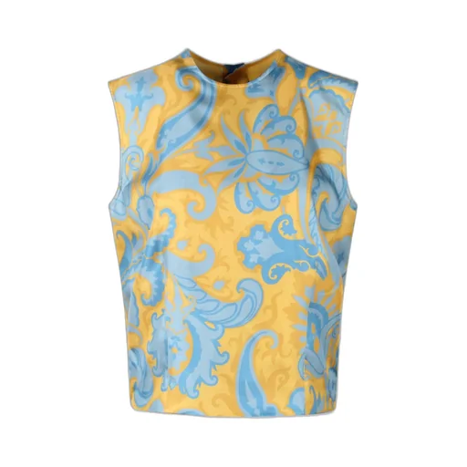 Two-Tone Paisley Print Sleeveless Top