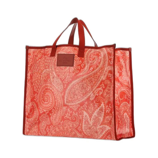 Paisley Printed Logo Patch Tote Bag