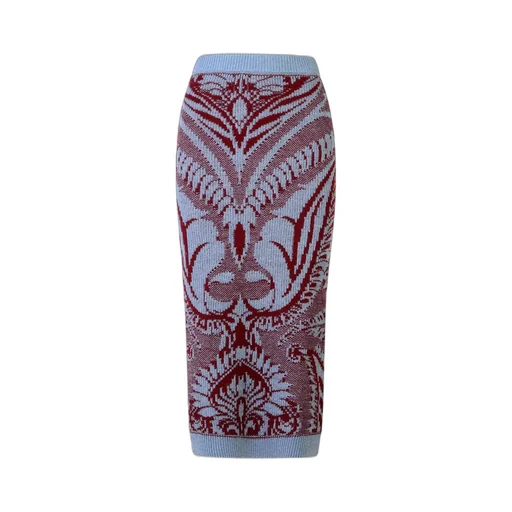 Pattern Intarsia-Knit Midi Skirt