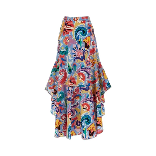 Flared Hem Paisley Skirt