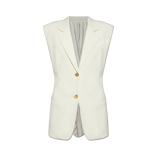 Paisley-Jacquard Gathered Waistcoat