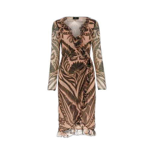 Graphic-Printed Ruffled Detailed Midi Dress