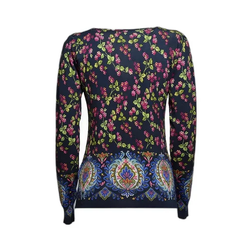 Floral Patterned V-Neck Knitted Top