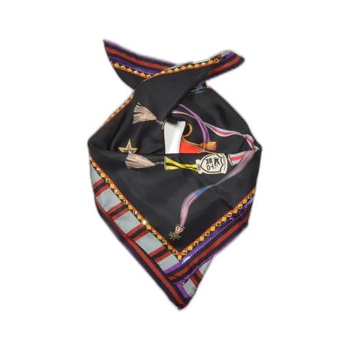 Logo-Embroidered Striped-Detailed Scarf