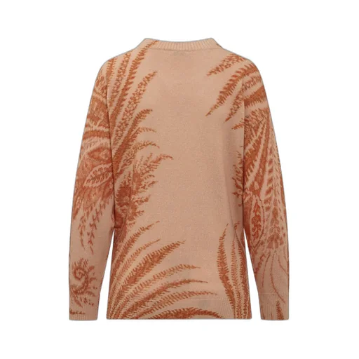 Foliage-Printed Crewneck Knitted Jumper