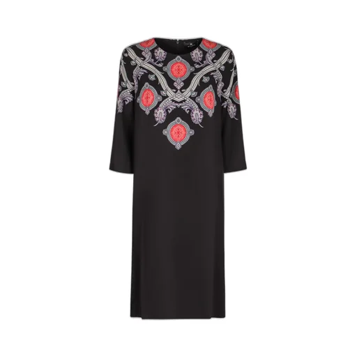 Paisley Printed Cady Crewneck Midi Dress
