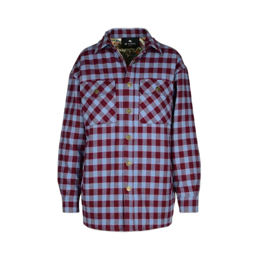 Checkerboard Jacquard Curved Hem Shirt
