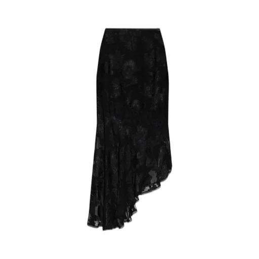 Semi-Sheer Asymmetric Chiffon Maxi Skirt