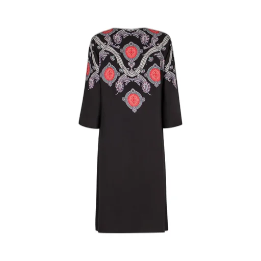 Paisley Printed Cady Crewneck Midi Dress