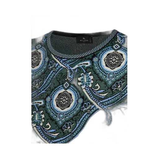 Jacquard-Pattern Crewneck Mini Dress