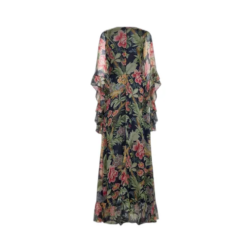 Floral Printed Kimono-Sleeved Maxi Dress