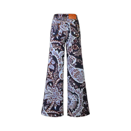 Paisley Printed Flared Jeans
