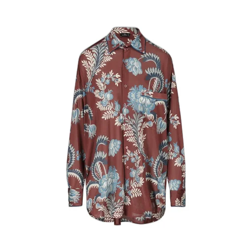 Floral Printed Curved Hem Shirt