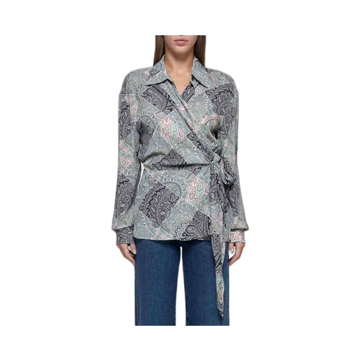 Patchwork Wraparound Asymmetric Shirt