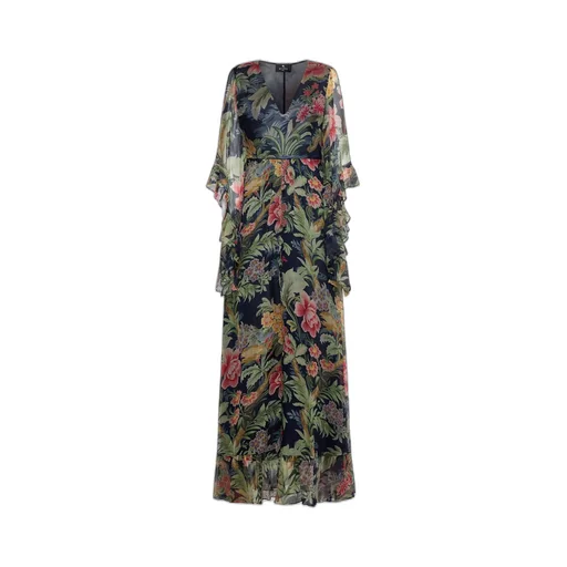 Floral Printed Kimono-Sleeved Maxi Dress