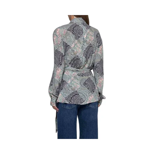 Patchwork Wraparound Asymmetric Shirt