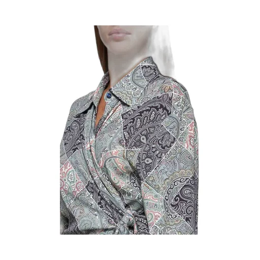 Patchwork Wraparound Asymmetric Shirt
