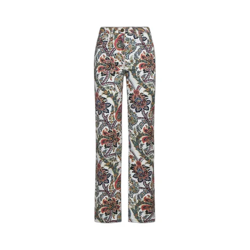 Paisley-Printed Logo Patch Jeans