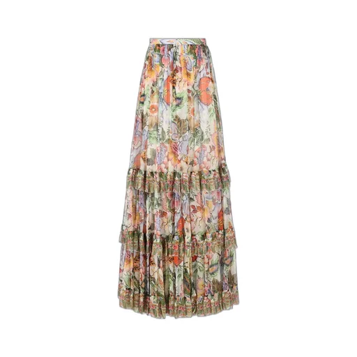 Floral Printed Pleated Midi Skirt