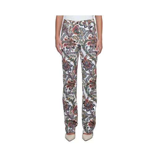 Paisley-Printed Logo Patch Jeans
