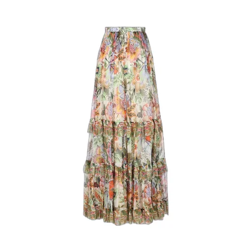 Floral Printed Pleated Midi Skirt