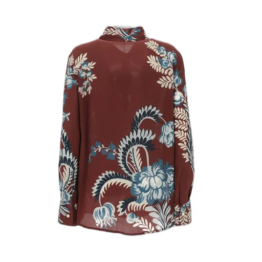 Floral-Printed Curved Hem Shirt