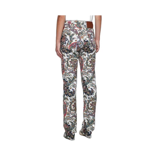 Paisley-Printed Logo Patch Jeans