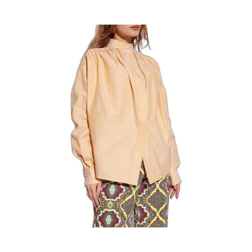 Pleated Long-Sleeved Blouse