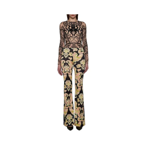 Floral Printed Flared-Leg Trousers