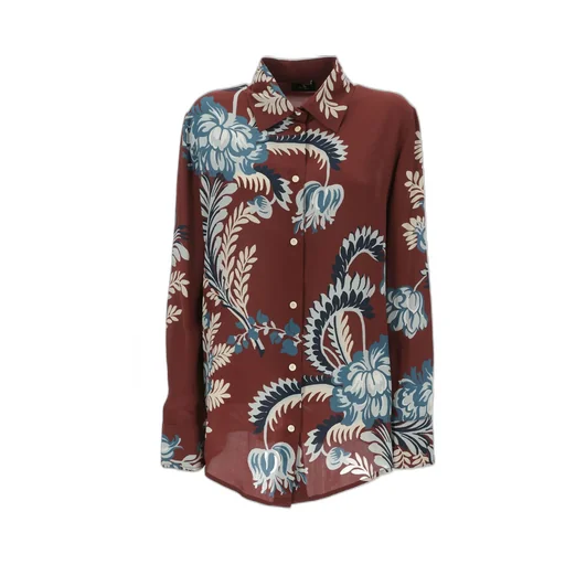 Floral-Printed Curved Hem Shirt