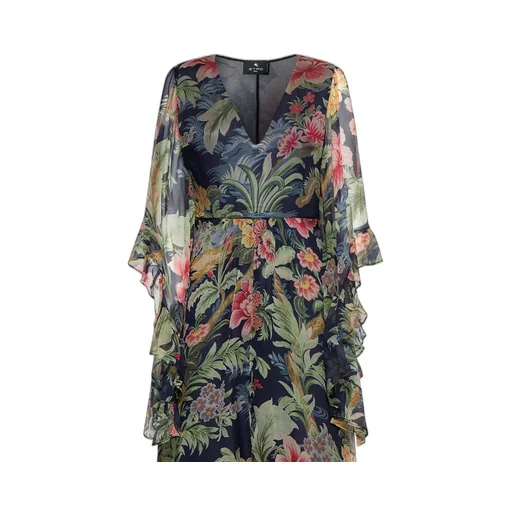 Floral Printed Kimono-Sleeved Maxi Dress