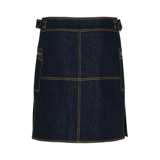 Contrast-Stitched Denim Mini Skirt