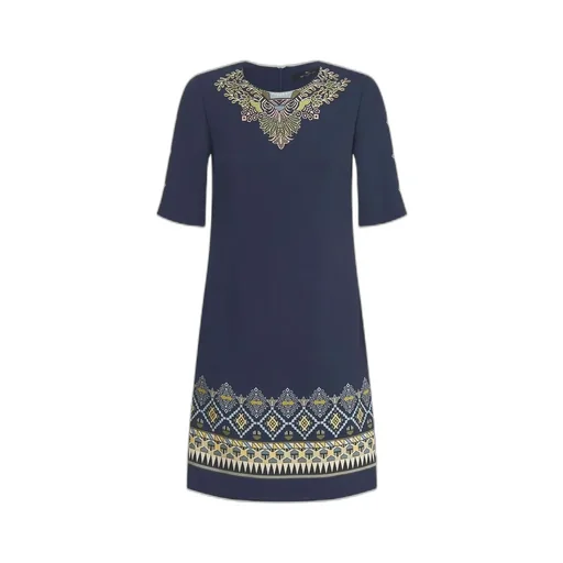Embroidered Detail Short-Sleeve Dress