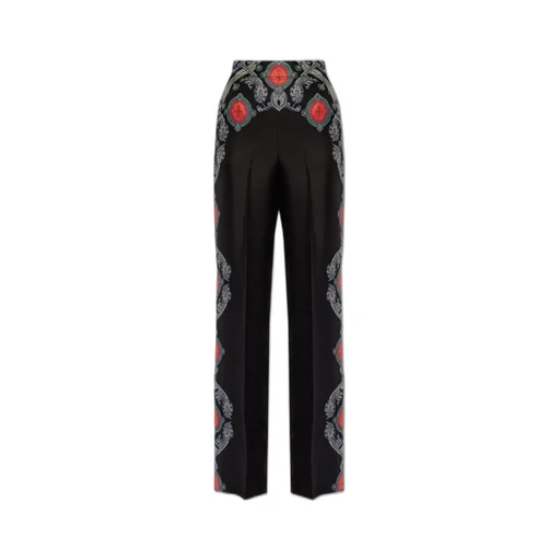 Patterned Straight Leg Trousers