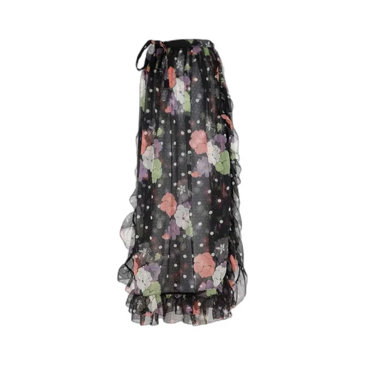Floral Printed Flared Midi Skirt