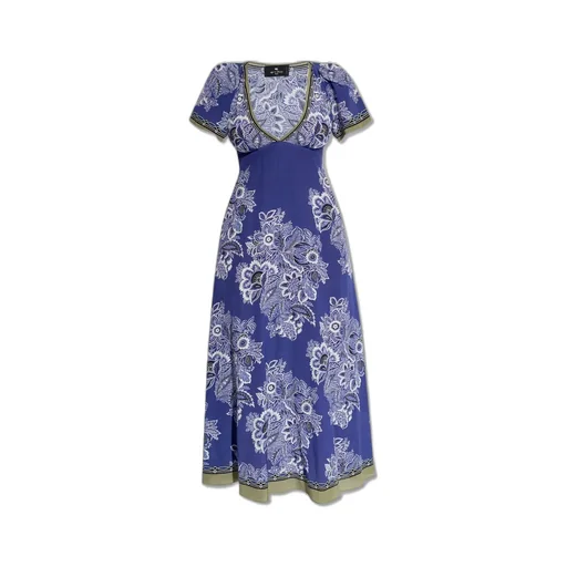 Floral Printed V-Neck Midi Dress
