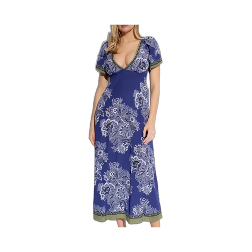 Floral Printed V-Neck Midi Dress
