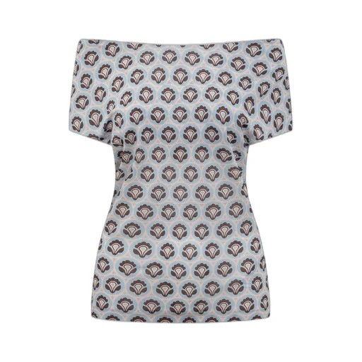 Pattern-Printed Off-Shoulder Asymmetric Top